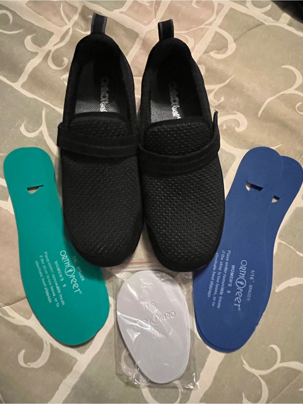 OrthoFeet Women’s Black Slip-On Athletic Sneakers w/Removable Insoles